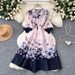 Women's Floral Print Dress French Romantic Style Long Sleeves Slim Fit A-Line Skirt Elegant Youthful Spring Dress_ecoleips.com