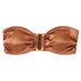 Satin Brown Strapless Bandeau Bikini Set Metal U Buckle High Cut Cheeky Two Piece Swimsuit Women Summer Beach Bathing Suit_ecoleips.com