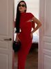 Mozision Turtleneck Short Sleeve Sexy Maxi Dress Women Elegant Draped Ruched Evening Club Party Long Dresses Female Clothes_ecoleips.com