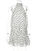 Mozision Polka Dot Backless Sexy Mini Dress Women Elegant White Turtleneck Off-shoulder Sleeveless Ruffle Club Party Dresses_ecoleips.com