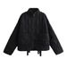 Urban Streetwear Quilted Jacket With Pockets - Stand Collar, Polyester Outerwear For Men & Women (Navy Blue, XS/S/M/L)_ecoleips.com