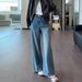 Women's Clothing Retro Blue Wide Leg Jeans High Waisted Slimming Loose Fit Versatile Straight Leg Curved Trousers For Women Autumn_ecoleips.com