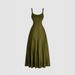 Women's Casual Printed Slimming Suspender Dress Collarless Elegant Loose Skirt_ecoleips.com