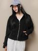 K New Lazy Short Zipper Cardigan Hooded Sweatshirt Jacket For Women.Without Any Accessories_ecoleips.com
