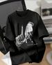 Women's Dark Style Round Neck T-Shirt Drop Shoulder Loose Casual Top Short Sleeved Cool Sexy_ecoleips.com