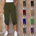 Women's Summer Casual Cropped Pants Elastic Waist Fashionable American Style Trendy Bottoms_ecoleips.com