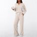 Autumn And Winter Pit Strip Brushed V-Neck Can Be Worn Outside, High-End Home Pajamas, Two-Piece Women's Clothing_ecoleips.com