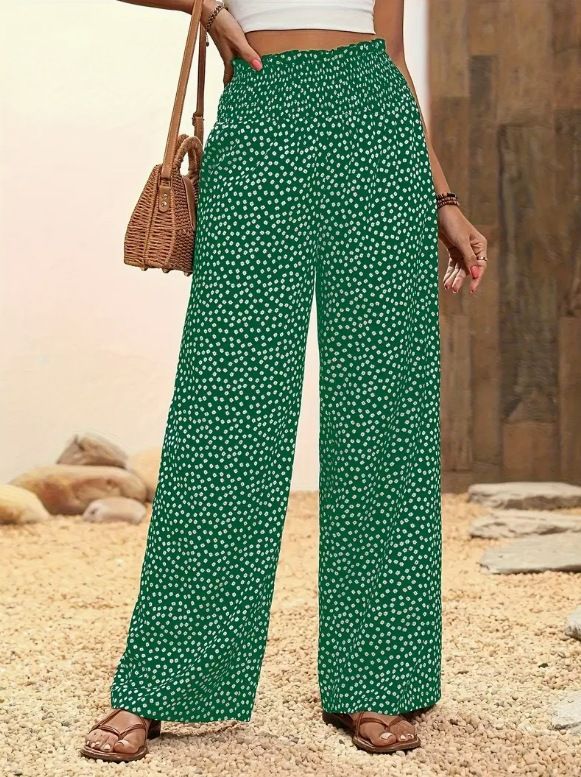 New Arrival High Waisted Slimming Straight Leg Pants Casual Printed Women's Bottoms_ecoleips.com
