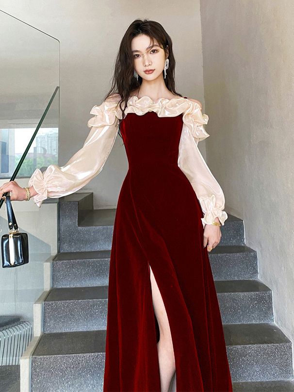 Bride's Toast 2025 New Style Wedding Reception Elegant Red Evening Gown High-end Light Luxury Sophisticated Engagement_ecoleips.com