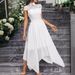 Women's Clothing Sleeveless High Collar Lace Chiffon Bridesmaid Dress Midi Skirt_ecoleips.com