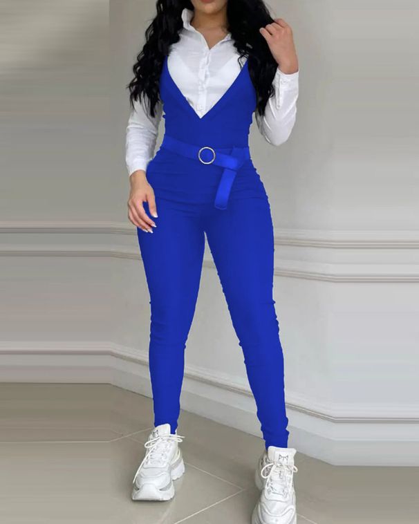 Women's Clothing New Black Suspenders Casual Tight Fitting Layered Jumpsuit_ecoleips.com