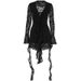 New Arrival European And American Style Sexy Lace Long Flare Sleeve Dress For Women With Ribbon Tie Straps_ecoleips.com