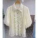 Women's Clothing Elegant Style Women's Blouse Lace Trimmed Ruffled Pearlescent Tulle Graceful Shirt Top For Formal & Casual_ecoleips.com