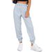 2025 Women's Loose Solid Color Elastic Waist Pocket Casual Sports Style Pants_ecoleips.com