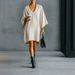 Women's Clothing Women's High-End Minimalist V Neck Cape Dress Style Loose Fit Fashionable Design For Formal & Casual For Women_ecoleips.com
