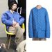 girl Celebrity Style Multi-Color Diamond Check Thickened Warm Loose Cotton Jacket_ecoleips.com