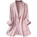 Women's Clothing Thin Sun Protection Shirt Suit Jacket Elegant Commuting Slim Patch Pocket Three Quarter Sleeve Suit_ecoleips.com