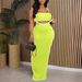 Women's Clothing Sexy Tube Top And Suspender Hollow Long Dress Suit New Fashion Belly Revealing Slim Suit_ecoleips.com