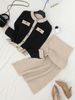 Elegant Knit Sweater & Solid Maxi Skirt Set – Color-Blocked Long Sleeve Top With Flowy Skirt_ecoleips.com