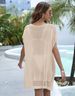 Women's Deep V Neck Tie Front Machine Knitted Dress American Style Clothing Vacation Beach Bikini Cover Up_ecoleips.com