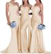 Elegant One-Shoulder Mermaid Gown for Bridesmaids Wedding Party Special Occasion Women's Long Dress_ecoleips.com