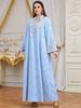 Women's Clothing Women's Floral Embroidery Long Sleeve Dress Gold Foil Print Middle Eastern Arabian Style High Quality Heavy Duty Long Skirt_ecoleips.com
