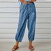 High Waisted Buttoned Cotton Linen Pants For Women Loose Fitting Cropped Wide Leg Casual Versatile Style Design_ecoleips.com