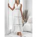 VCAY Women's Lace Splicing V Neck Sleeveless Dress Summer New_ecoleips.com