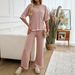 Diyun 2024 Autumn/Winter Foreign Trade Women's Fashion Elegant Commuting Color-Block Short-Sleeve_ecoleips.com