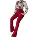 Women's Casual Printed Suit Stand Collar Long-Sleeved Shirt Top Wide-Leg Pants Two-Piece Set_ecoleips.com