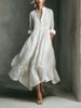 2026 European And American Cross-border Independent Site New Western Casual Cotton-linen Vacation Half-open_ecoleips.com