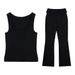 Aria Basics Aria Basics Cross-border Solid Color Pants Set, European And American 2025 Autumn New Slim-fit Stretch Casual Vest Set_ecoleips.com