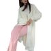 Elegant Long Faux Mink Knit Cardigan- Oversized Winter Coat With V-Neck & Split Hem - Soft Polyester Blend In White, Black, Gray, Pink, Beige_ecoleips.com