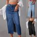Women's Clothing INS High Waist Autumn Mid Length Hip Wrapped Split Denim Skirt_ecoleips.com