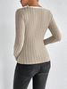 Women's Slim Sexy Knit Long Sleeve Top Women's V-Neck Neck Edge Clash Top New Autumn And Winter Women's Casual Pullover_ecoleips.com