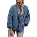 Women's Clothing Casual Stand Collar Long Sleeve Jacket With Pockets, Lightweight Polyester Acrylic Filled Coat, Loose Fit Outerwear For Autumn_ecoleips.com