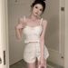 Elegant Socialite Bowknot Pearl Camisole Top + Casual Shorts Set_ecoleips.com