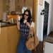 Siyuan Clearance Returns No Exchanges Navy Blue Sleeveless Diamond Knit Vest Plaid Gilet Top 1024_ecoleips.com