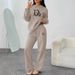 Women's Fashion Hoodie And Sweatshirt Set Autumn Winter Wide Leg Pants Straight Leg Pants Letter Print Clothing_ecoleips.com