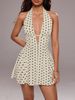 Women's Sleeveless Halter Neck V Neck Polka Dot Print Backless Short Dress Autumn Hot Selling Cross Border Wholesale 2026_ecoleips.com