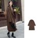 Women's Long Wool Blend Coat - Korean Style Oversized Trench Coat With V-Neck, Elegant Loose Fit Spring Fall Outerwear In Beige, Black, Camel & More_ecoleips.com