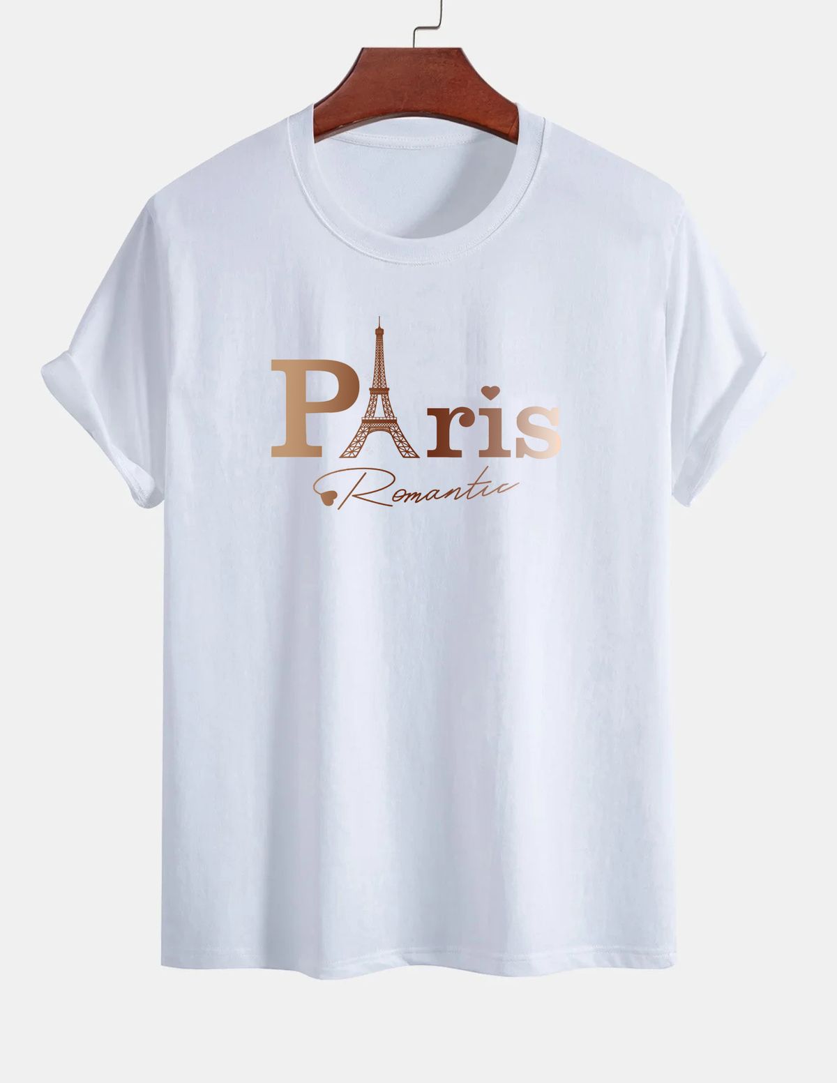 Casual White Patterned T-shirt Print, Short Sleeved Round Neck 100% Cotton T-shirt Top-8_ecoleips.com