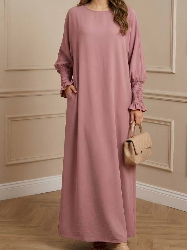 Women's Clothing Boho Chic Turkish Style Maxi Dress With Puff Sleeves For Women, Flowy Relaxed Fit_ecoleips.com