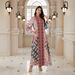 Modest Abaya Dress Women's Ethnic Style Maxi Dress V-Neck Long Sleeve Loose Fit Printed Skirt For Middle East_ecoleips.com