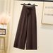 Straight High-waisted Knitted Wide-leg For Women 2023 Autumn And Winter Soft Casual Loose Relaxed Style Slimming_ecoleips.com