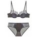 Aria Basics French Style Eyelash Lace Sexy Hollow Out For Women With Soft Underwire Thin Push-Up Bra Set_ecoleips.com