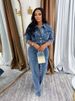 K Fashionable Women's Sexy High Elasticity Button Up Denim Casual Set Two-piece Set_ecoleips.com