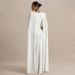 ng2510292 European And American Style Autumn Winter Women's For Banquet Party Evening Gown Solid Color Round Neck Pleated Shawl_ecoleips.com
