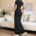 Elegant Casual Long Dress Slim Fit Round Neck Short Sleeve Women's Spring Summer Clothing_ecoleips.com