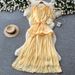 Elegant Pleated Dress for Women Belted Waist A-Line Skirt Orange Color Summer Style High End Feel Full Skirt_ecoleips.com